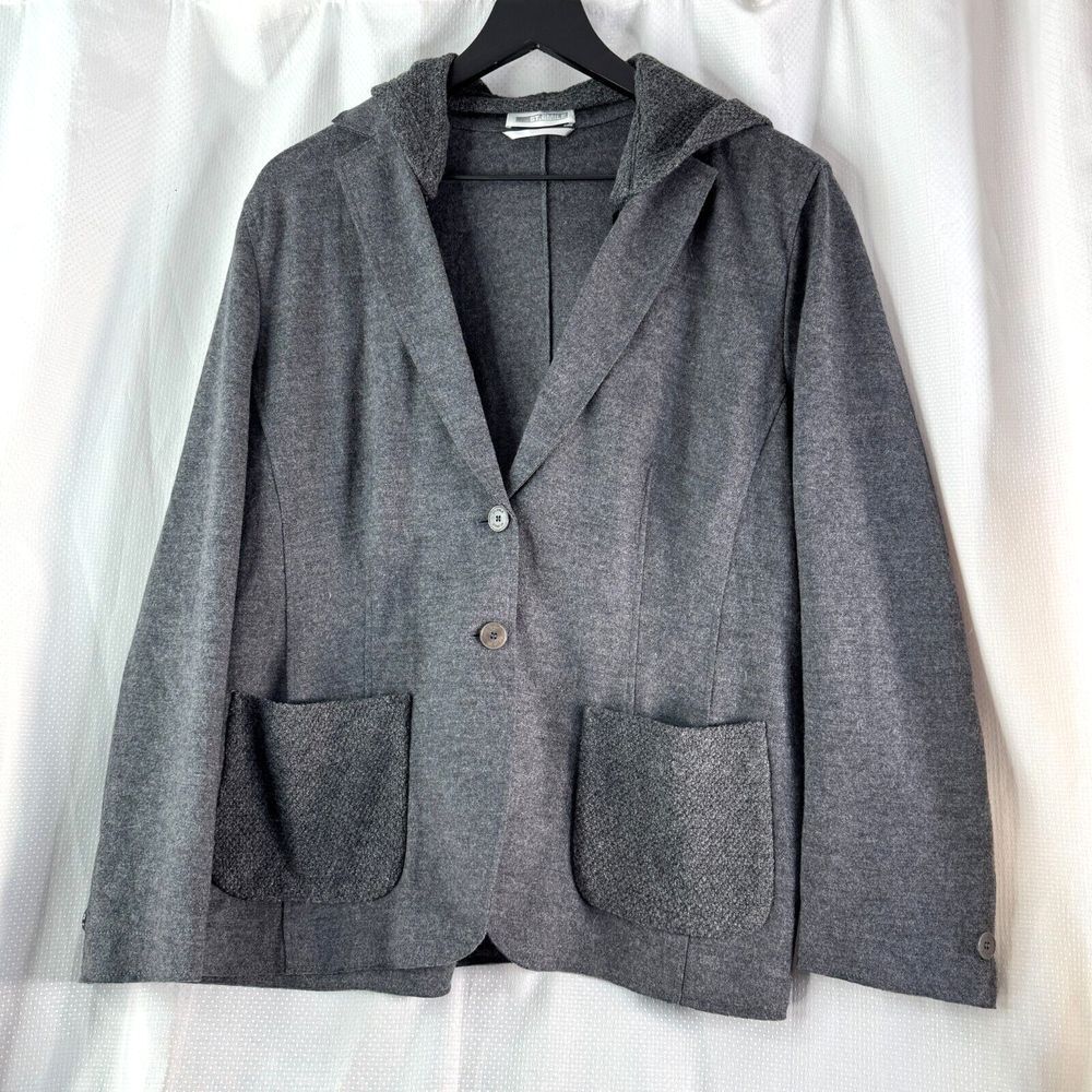 St Emile Womens Wool Gray Hoodie Jacket Sz 14 - Picture 1 of 3
